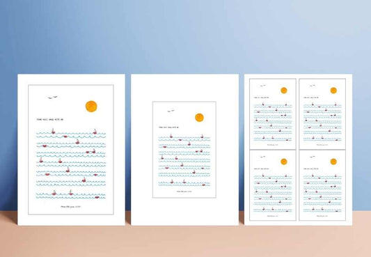 Tekening 'Come sail away' - digitale download A4/A5/A6